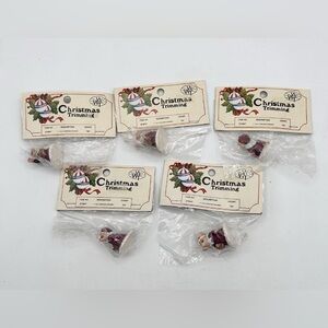 Peasant Mouse Miniature Christmas Trimming Ornament Figurine Lot of 5 New